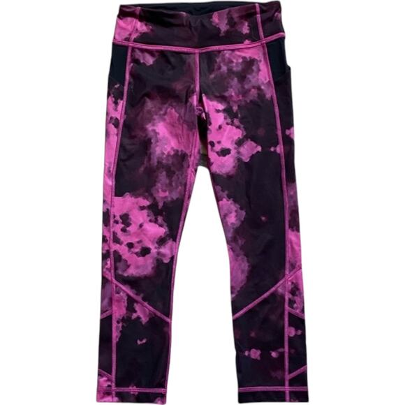 Lululemon Pace Rival Crop Full-On Luxtreme Blooming Pixie Black / Raspberry Sz 4 - Picture 2 of 9